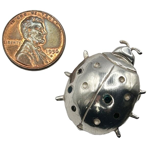 Vintage 925 Sterling Silver Ladybug Pin - Picture 2 of 4